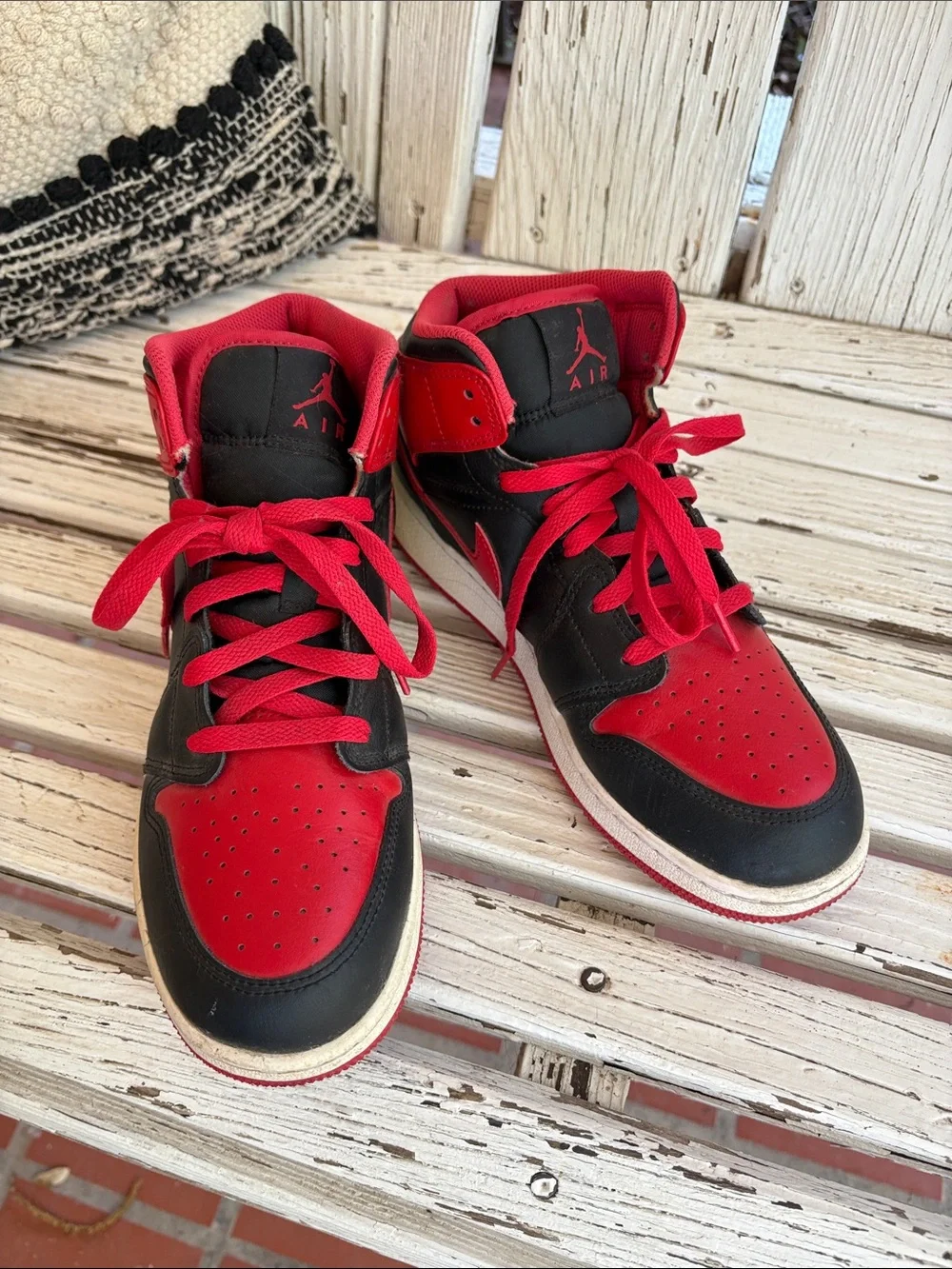 Jordan Kids High-Top Sneakers in Red and Black